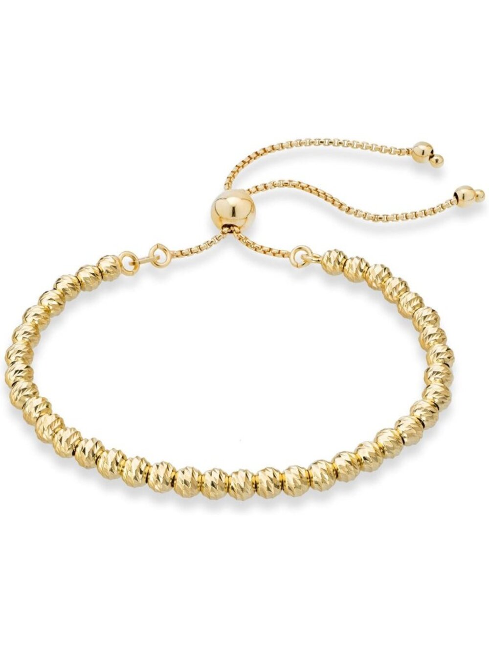 Adjustable 4mm Bead Ball Bracelet in 925 Sterling Silver & Gold Plated, Made in